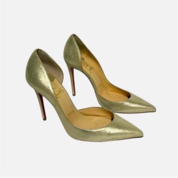 Christian Louboutin Iriza 100 Suede Metal Platine D’orsay - Picture 3 of 10